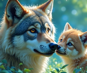 Wilk, Gałęzie, Wilk, Młody, Stary