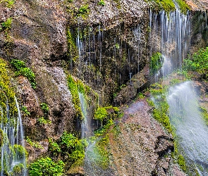 Rośliny, Mech, Wodospad, Skały
