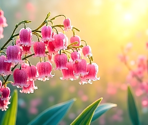 Kwiaty, Grafika, Tło, Rozświetlone, Różowe