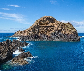 Skały, Góra, Wyspa Mole, Portugalia, Madera, Morze