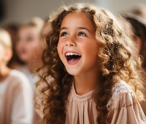 Długie, Śmiech, Włosy, Kręcone, Dziewczynka