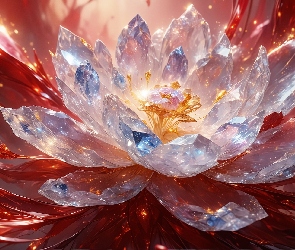 Grafika, Kryształowy, Kwiat, Biały