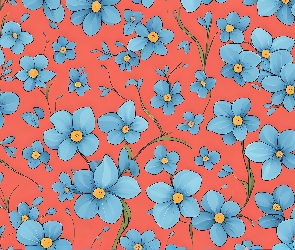 Tekstura, Grafika, Niebieskie, Kwiaty