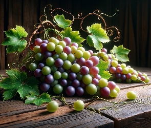 Kiście, Grafika, Stół, Blat, Winogrona