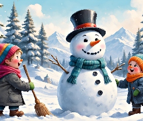 Zima, Bałwan, Dzieci