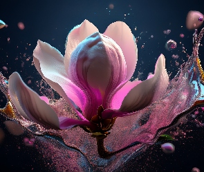 Grafika, Farba, Magnolia, Rozbryzgi