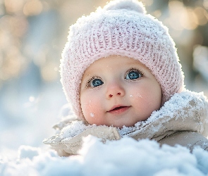 Śnieg, Kurtka, Czapka, Ośnieżona, Dziecko