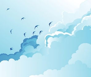 Chmury, Ptaki, Niebo