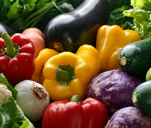 Papryka, Kalafior, Cukinia, Bakłażan, Warzywa