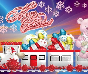 Grafika, Pociąg, Boże Narodzenie, Życzenia