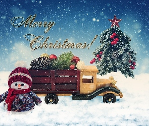 Bałwanek, 2D, Ciężarówka, Choinka, Boże Narodzenie