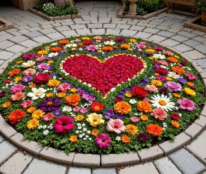 Klomb, Serce, Kwiaty
