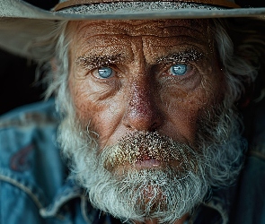 Niebieski, Kapelusz, Mężczyzna, Oczy, Broda, Dorosły, Biały