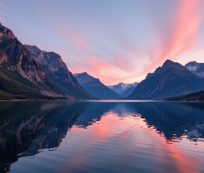 AI, Odbicie, Góry, Jezioro, Kolorowe, Niebo