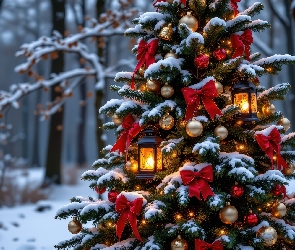 Grafika AI, Boże Narodzenie, Choinka, Las