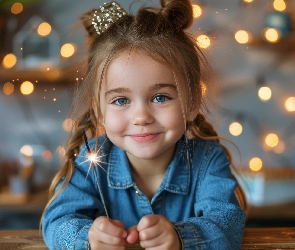 Światełka, Warkocze, Dziecko, Dziewczynka
