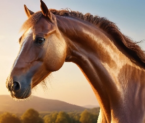 Koń, Grafika AI, Jasnobrązowy