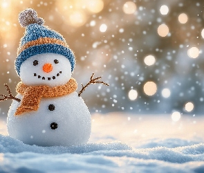 Szal, Czapka, Zima, Bałwan