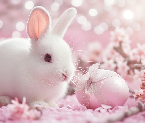 Królik, Grafika, Pisanka, Wielkanoc, Biały