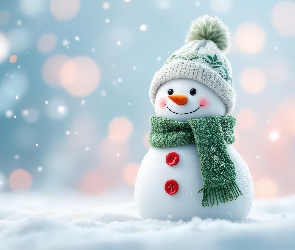 Śnieg, Szalik, Czapka, Bałwanek, Zima