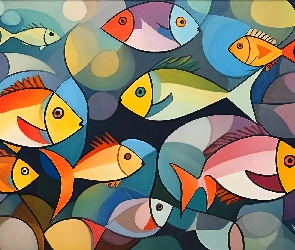 Ryby, Grafika, Kolorowe