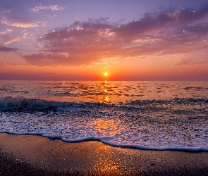 Grafika AI, Zachód słońca, Morze, Niebo