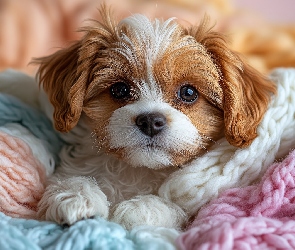 Koc, Kolorowy, Pies, Szczeniak