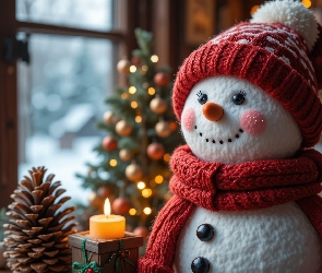 Czapka, Świeca, Bałwanek, Szyszka, Okno, Szalik, AI, Choinka