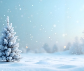 Śnieg, Padający, Zima, Drzewo