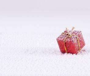 Zima, Śnieg, Prezent, Pudełko