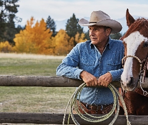 Koń, Kowboj, Yellowstone, Serial, Aktor, Kevin Costner