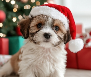 Mikołaja, Czapka, Pies, Szczeniak