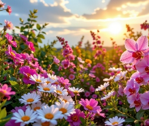 Niebo, Grafika AI, Kwiaty