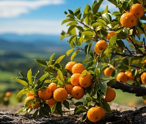 Grafika AI, Gałąź, Owoce, Cytrusy