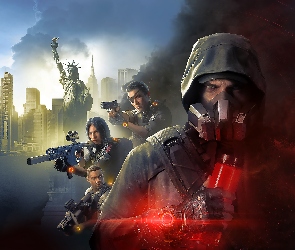 Tom Clancys The Division 2 Warlords of New York, Maska, Gra, Żołnierze, Pomnik, Postacie, Wieżowce, Kaptur