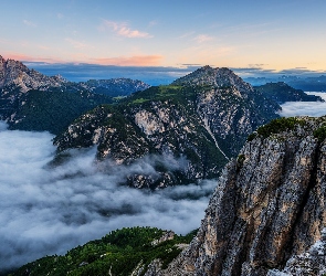 Góry, Włochy, Dolina, Dolomity, Wschód słońca