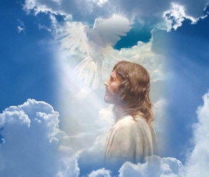 Gołąb, Chmury, Jezus, Światło