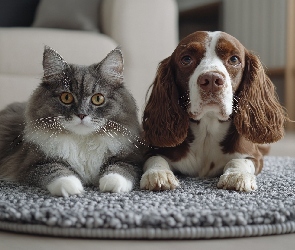 Grafika AI, Dywanik, Kot, Pies