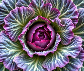 AI, Zbliżenie, Kapusta ozdobna, Liście