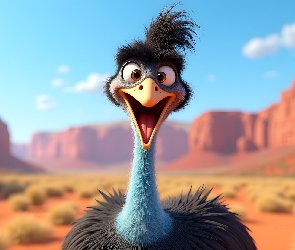 Wesoły, AI, Śmieszne, Skały, Struś