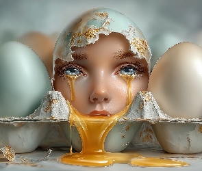 Jajko, Grafika AI, Kobiety, Twarz, Płaczące