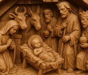 Boże Narodzenie, Józef, Rzeźba, Maryja, Zwierzęta, Jezus, Stajenka, Królowie