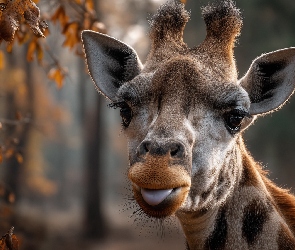 Liście, Suche, Żyrafa, Język