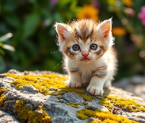 Grafika AI, Skała, Kot, Kotek