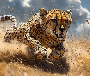 Grafika, Skok, Gepard, Bieg