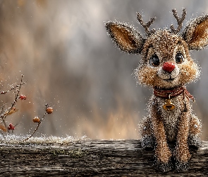 Grafika AI, Dzwoneczek, Rudolf, Renifer, Czerwononosy, Deska