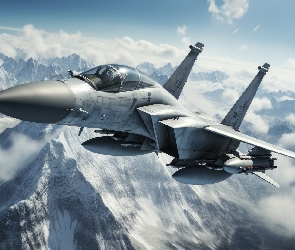 Wojskowy, Al, Góry, Ośnieżone, Samolot