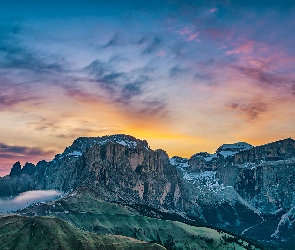 Szczyty, Niebo, Kolorowe, Skały, Góry