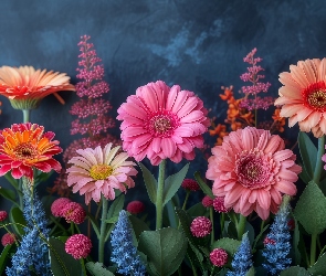 Gerbery, Kwiaty, Kolorowe, Różne