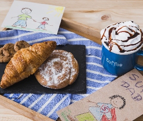 Taca, Czekolada, Dzień Ojca, Gorąca, Super Dad, Ciastka, Rysunki, Napis